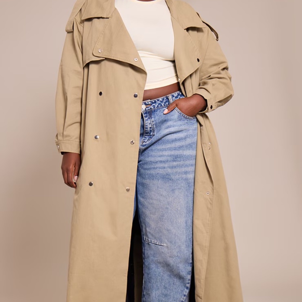 Plus Size Floor Length Trench